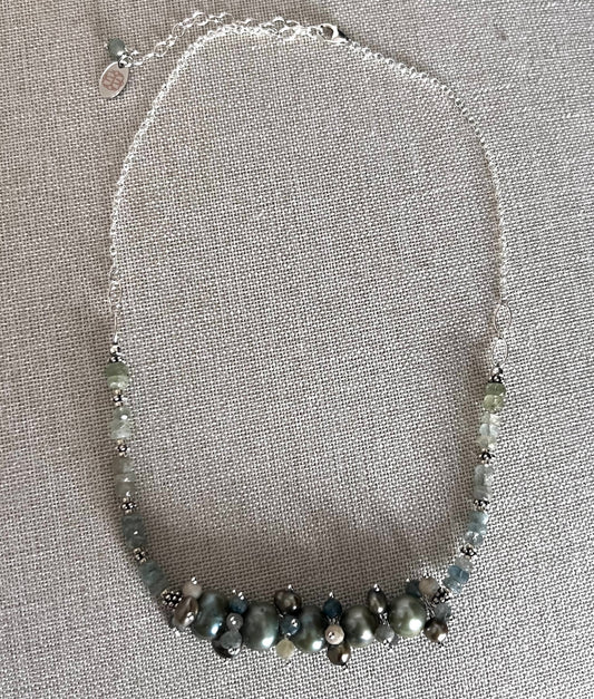 Dark Gray Freshwater Pearl Cluster Necklace