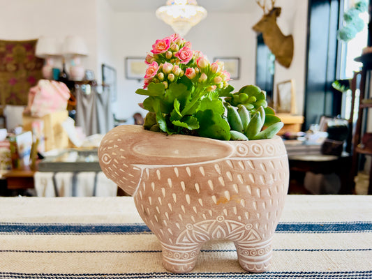 Handmade Terracotta Rabbit Planter Pot With Succulents