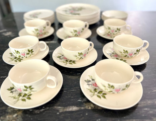 Vintage "Dinner Rose" Crooksville Dinnerware - 35 Piece Set