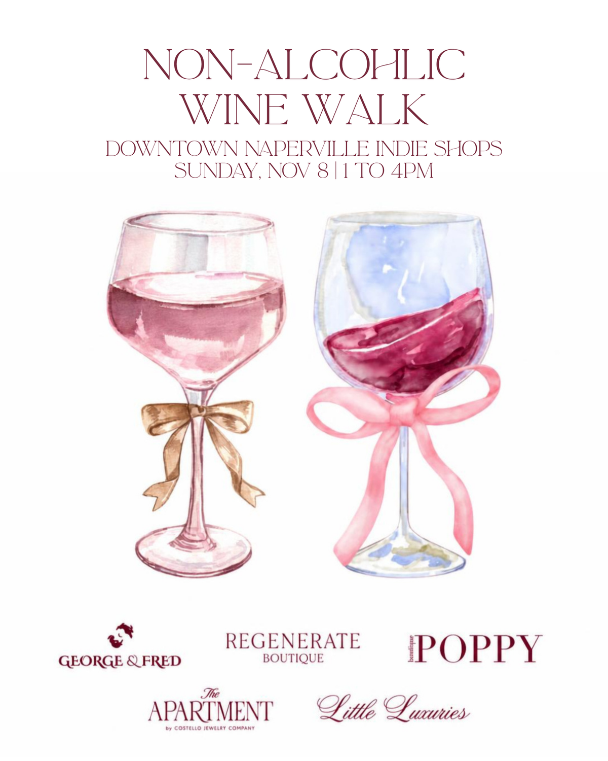 The Downtown Naperville Indie Shops Non-Alcoholic Wine Walk
