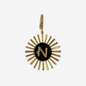 Letter "N" Refashioned Vintage Black Glass Sunburst Charm