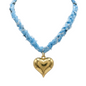 Light Blue Braided Bandana Heart Necklace
