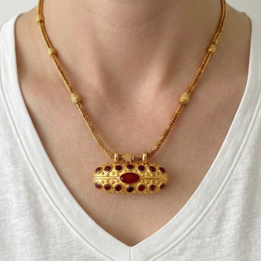 French Carnelian Talisman Joy Necklace