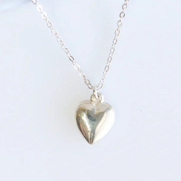Sterling Silver Puffy Heart Necklace