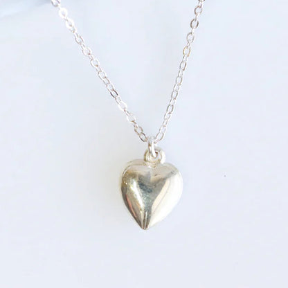 Sterling Silver Puffy Heart Necklace