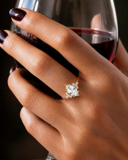 Marquise Cut White Topaz & Solid 10kt Gold Ring - Size 7