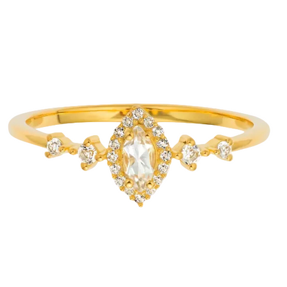 White Topaz 18kt Gold Vermeil Harlow Ring - Size 6