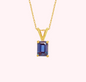 Alexandrite Baguette Pendant in Solid 14kt Gold Necklace