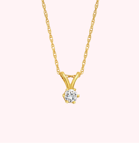 Natural Diamond Pendant in Solid 14kt Gold Necklace