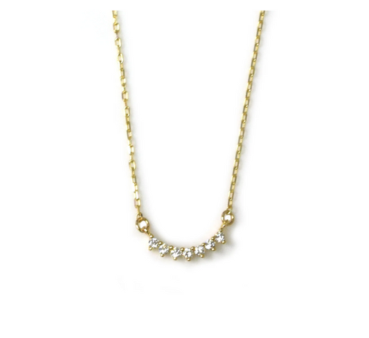 Natural Diamond Arc in Solid Gold Necklace