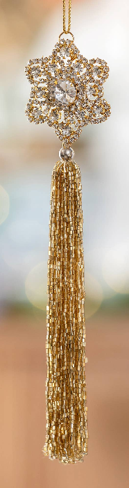 Gold Rhinestone Beaded Tassel Ornament II