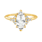 Marquise Cut White Topaz & Solid 10kt Gold Ring - Size 6