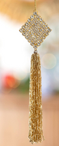 Gold Rhinestone Beaded Tassel Ornament I