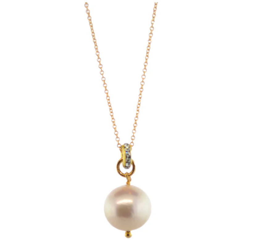 Freshwater Pearl & Crystal Roundel 14K Gold-Filled Necklace