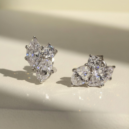 Moissanite Cluster Earrings