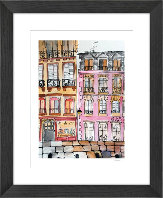 Paris Boulangerie Watercolor Giclée Framed Fine Art Print by Pascale Berkowitz
