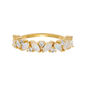 Rainbow Moonstone and Simulated Diamond 18kt Gold Vermeil Ring - Size 5