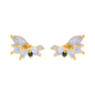 London Blue Topaz, Opal & Rainbow Moonstone 18kt Gold Vermeil Stud Earrings