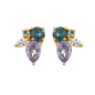 Blue Topaz, Alexandrite, & White Topaz Cluster Earrings