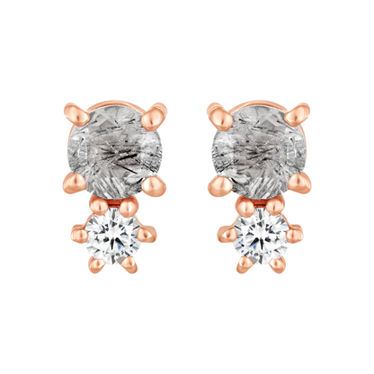 Rutilated Quartz & White Topaz 14kt Rose Gold Vermeil Stud Earrings