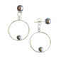 Front Back Silver Cultured Pearls Stud & Hoop Earrings