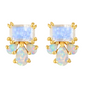 Rainbow Moonstone & Lab Opal Gold Vermeil Stud Earrings
