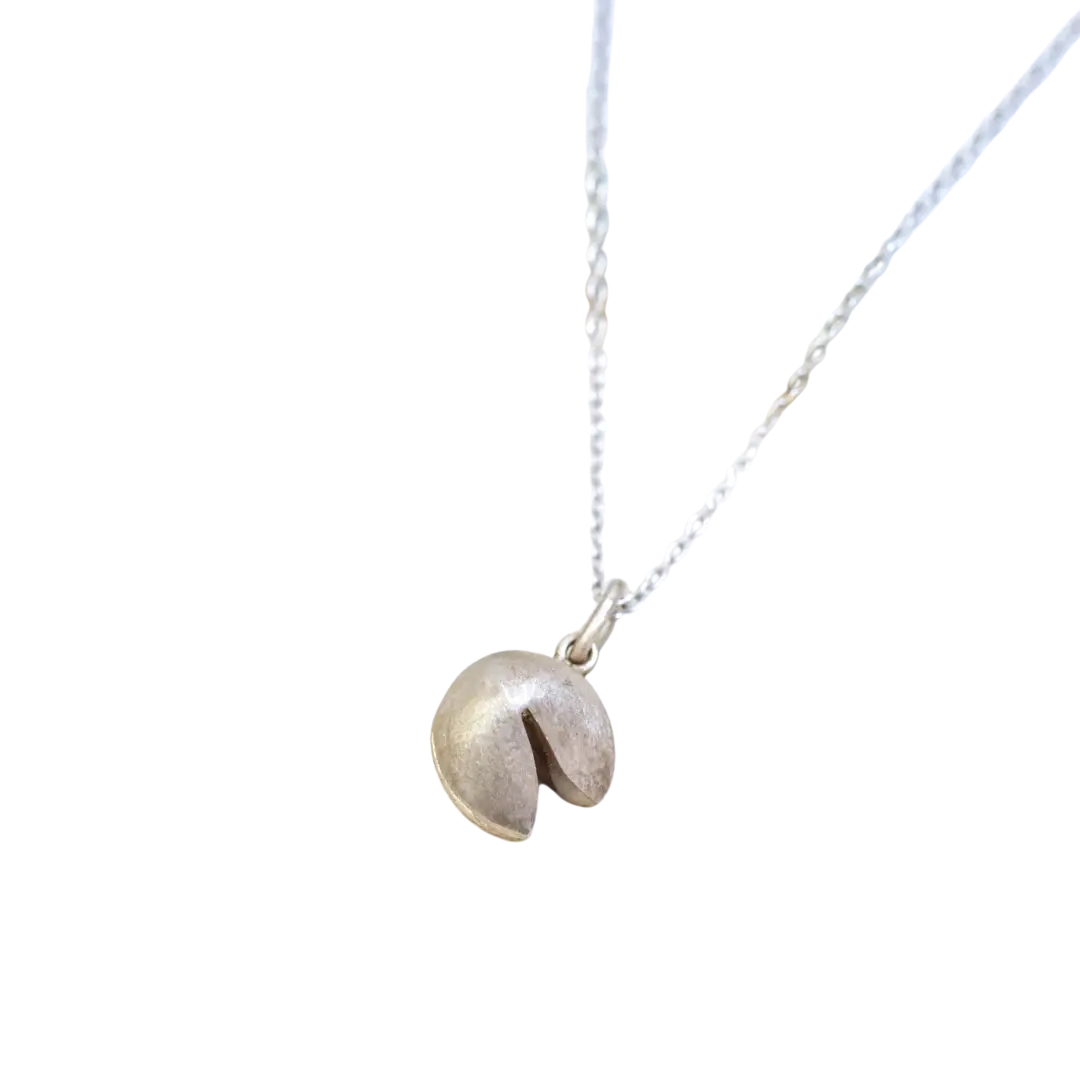 Fortune Cookie Brushed Sterling Silver Necklace
