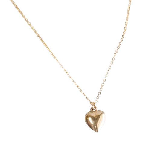 Gold Filled Puffy Heart Necklace