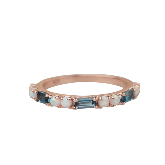 London Blue Topaz & Opal 14kt Rose Gold Vermeil Ring - Size 6