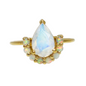 Rainbow Moonstone & Opals Ballerina 18kt Gold Vermeil Ring - Size 7