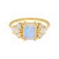 Rainbow Moonstone & Lab Opals 18kt Gold Vermeil Ring - Size 5