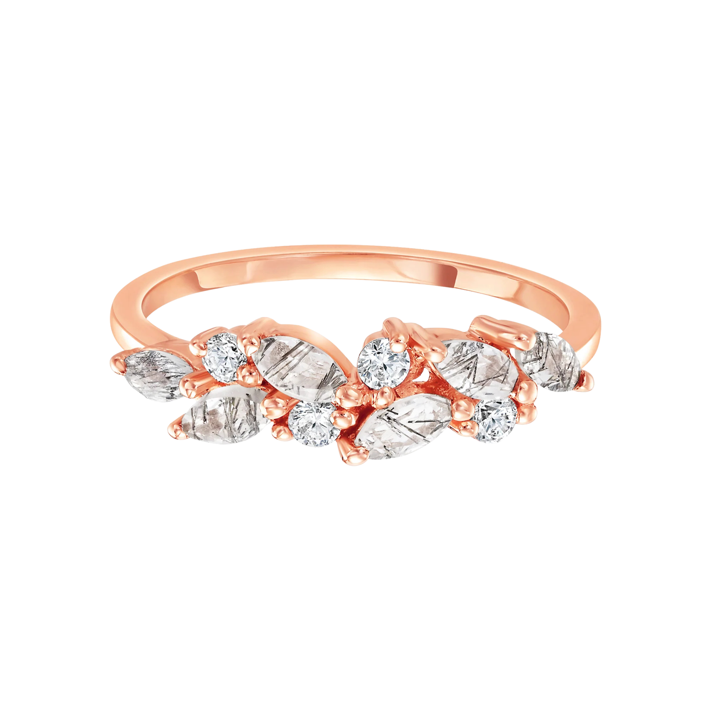 Rutilated Quartz & 14kt Rose Gold Vermeil Ring - Size 5