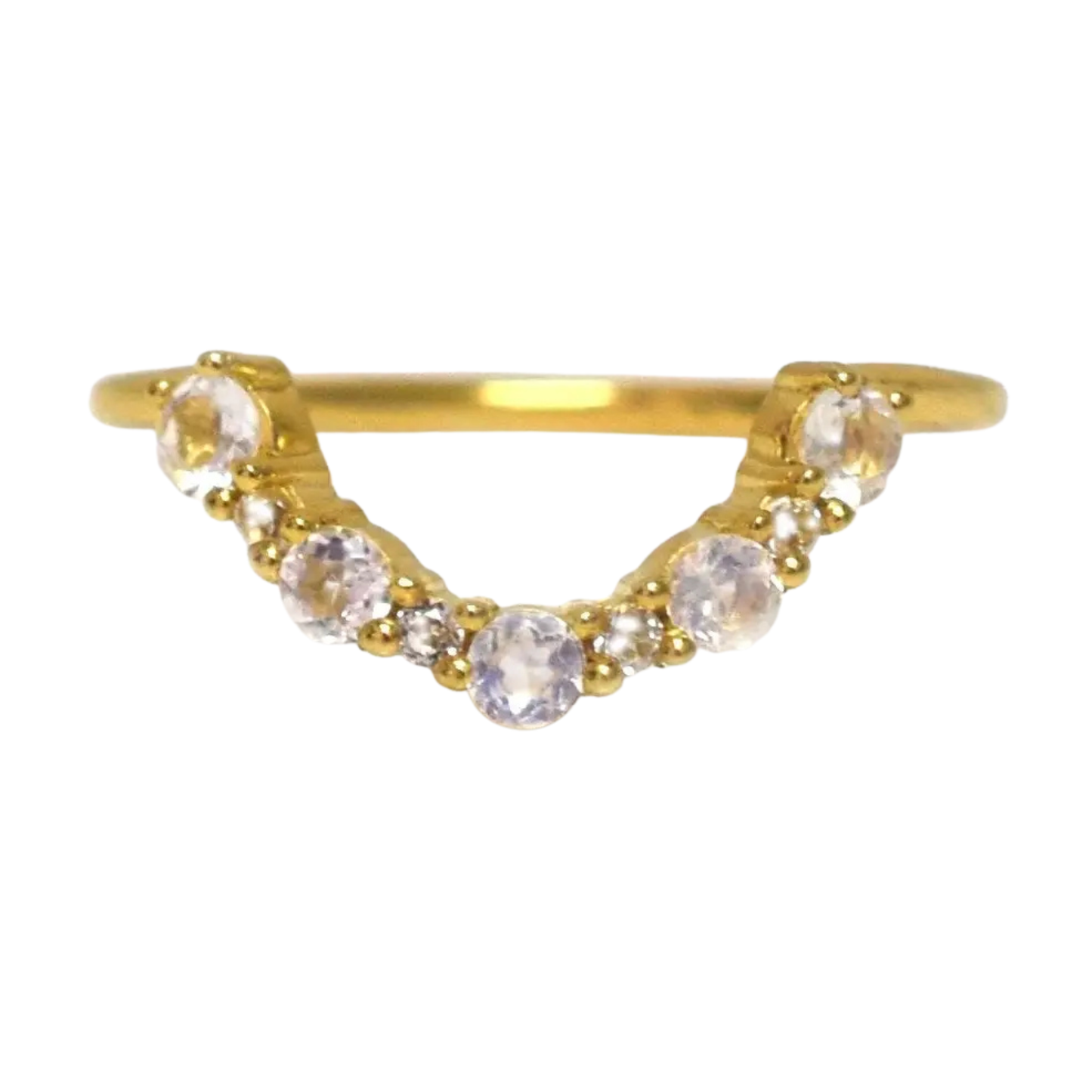 Rainbow Moonstone & Topaz 18kt Gold Vermeil Arc Ring - Size 5