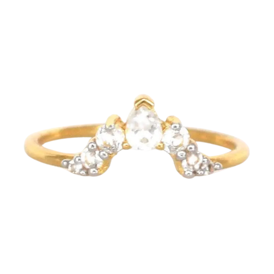 Seven White Topaz & 18kt Gold Vermeil Arc Ring - Size 5