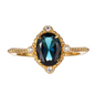 Lab Teal Sapphire & Natural White Topaz in 14k Gold Vermeil - Size 7