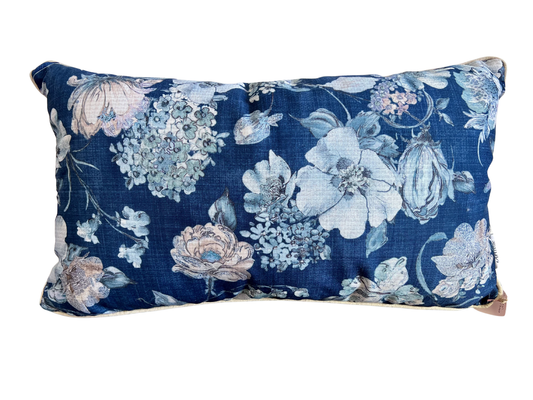 Blue Floral Lumbar Pillow