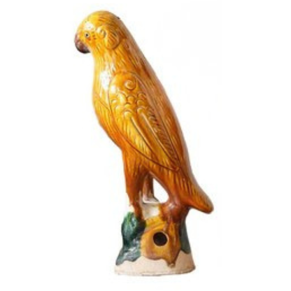 Saffron Yellow Hand-Painted Porcelain Parrot