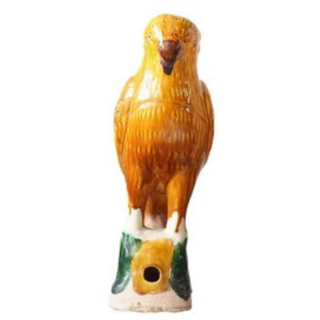 Saffron Yellow Hand-Painted Porcelain Parrot