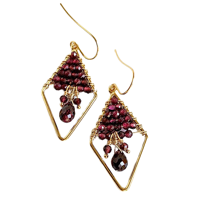 Garnet Woven 14kt Gold Fill Earrings