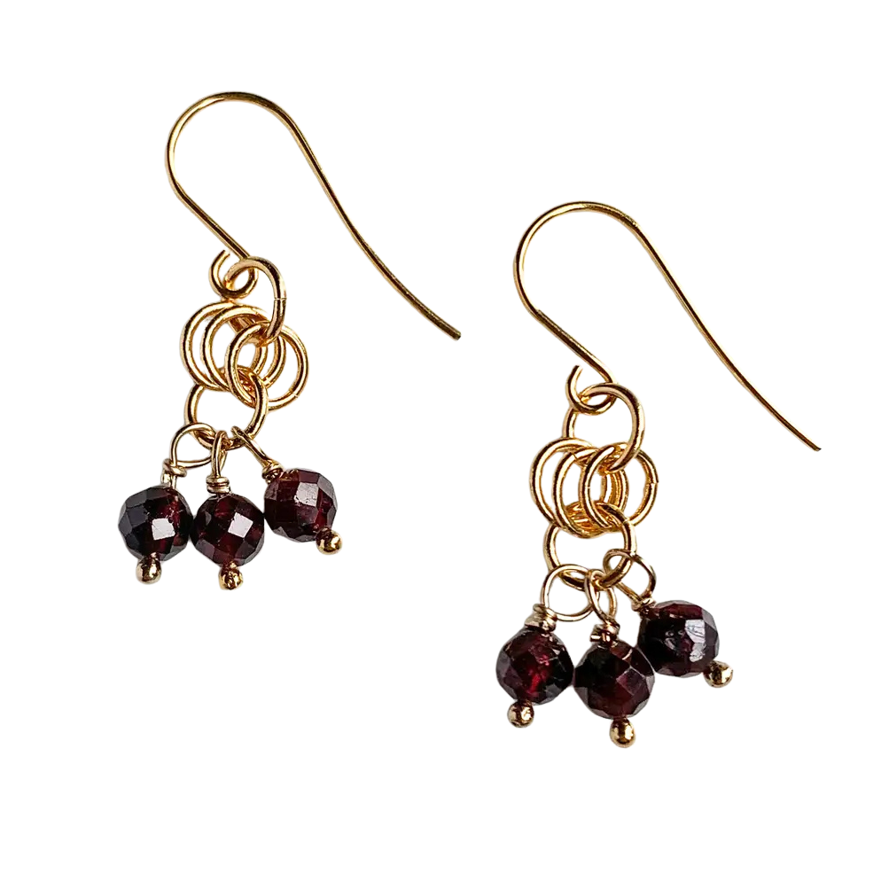 Garnet & 14kt Gold Fill Drop Earrings