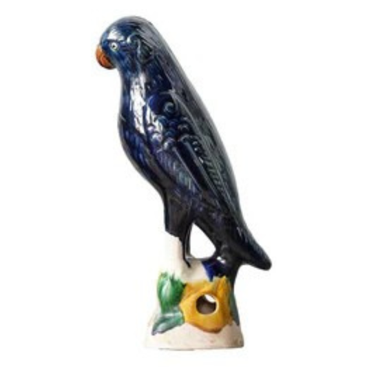 Bright Blue Hand-Painted Porcelain Parrot