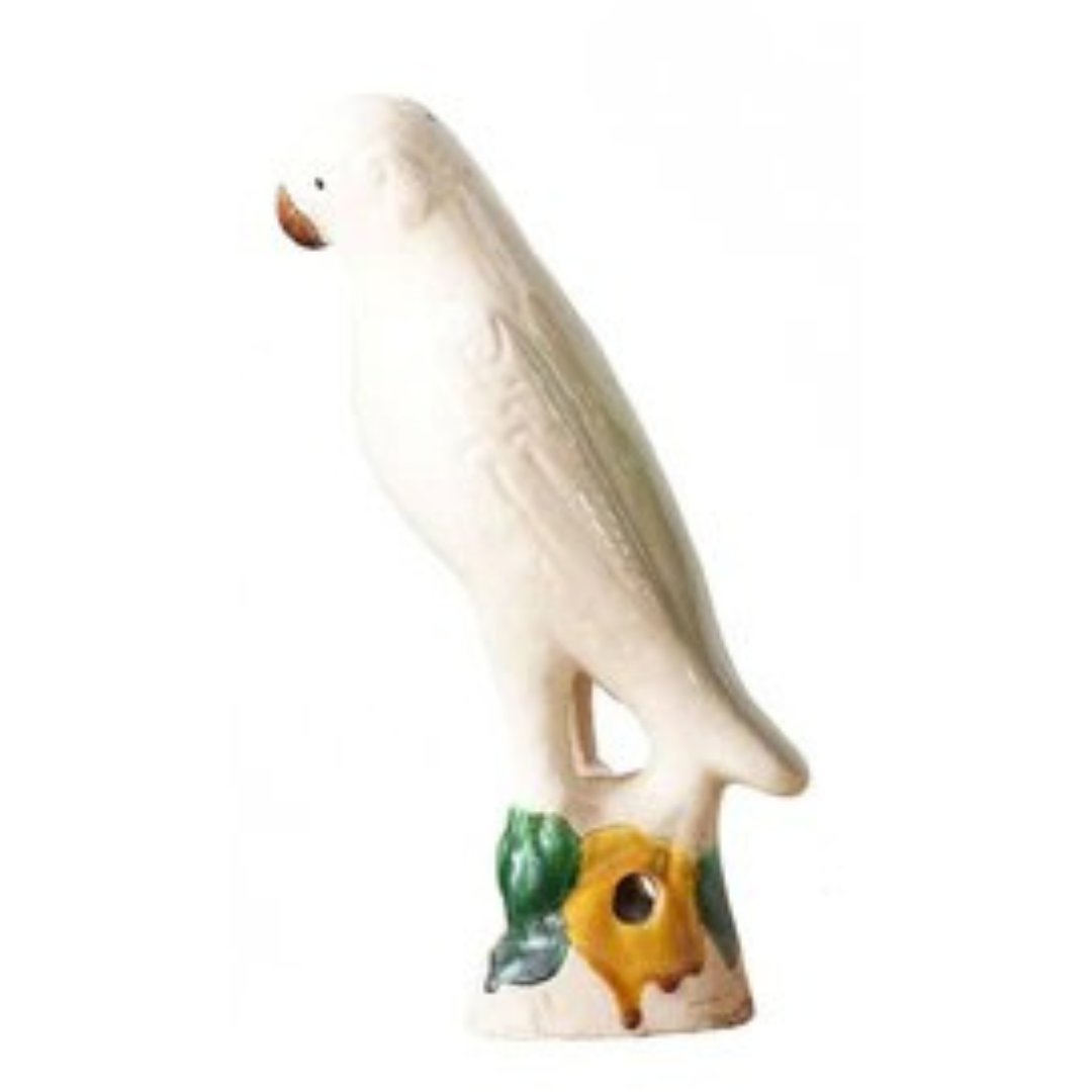 Cream White Hand-Painted Porcelain Parrot – George & Fred