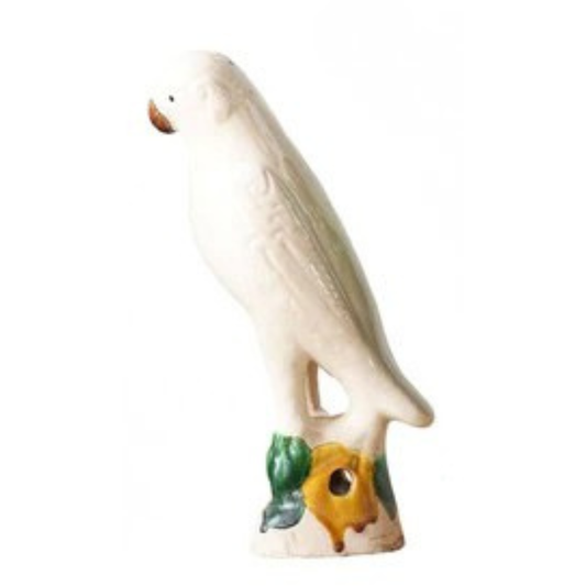 Cream White Hand-Painted Porcelain Parrot