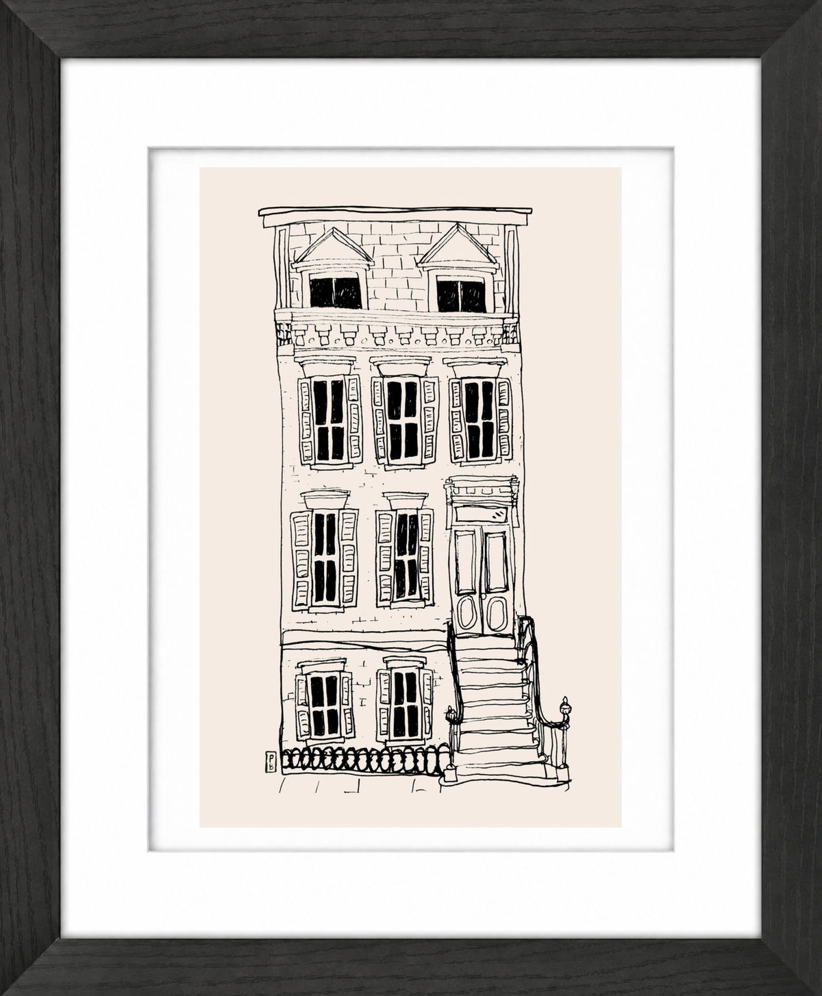 Brownstone Giclée Framed Fine Art Print by Pascale Berkowitz