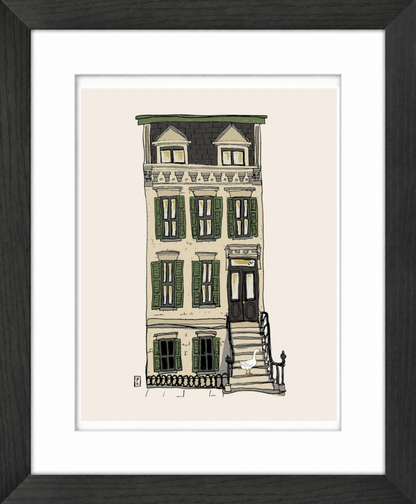 Brooklyn Brownstone Goose on Stoop Giclée Framed Fine Art Print by Pascale Berkowitz