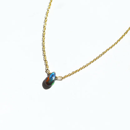 Black Fire Opal Gemstone  14Kt Gold Fill Necklace