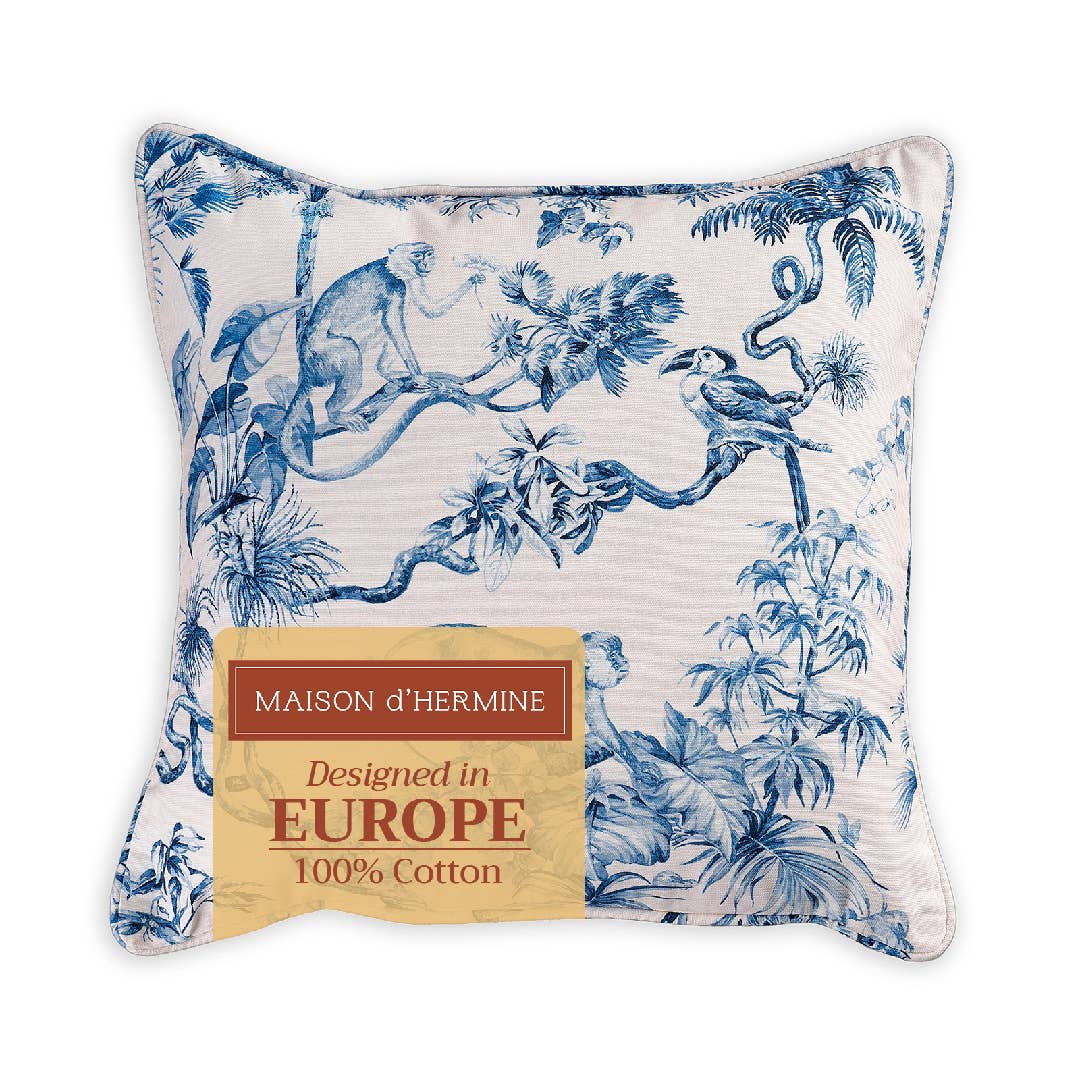 Panama Blue Decorative Throw Pillow With Feather Insert