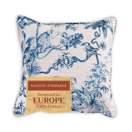 Panama Blue Decorative Throw Pillow With Feather Insert