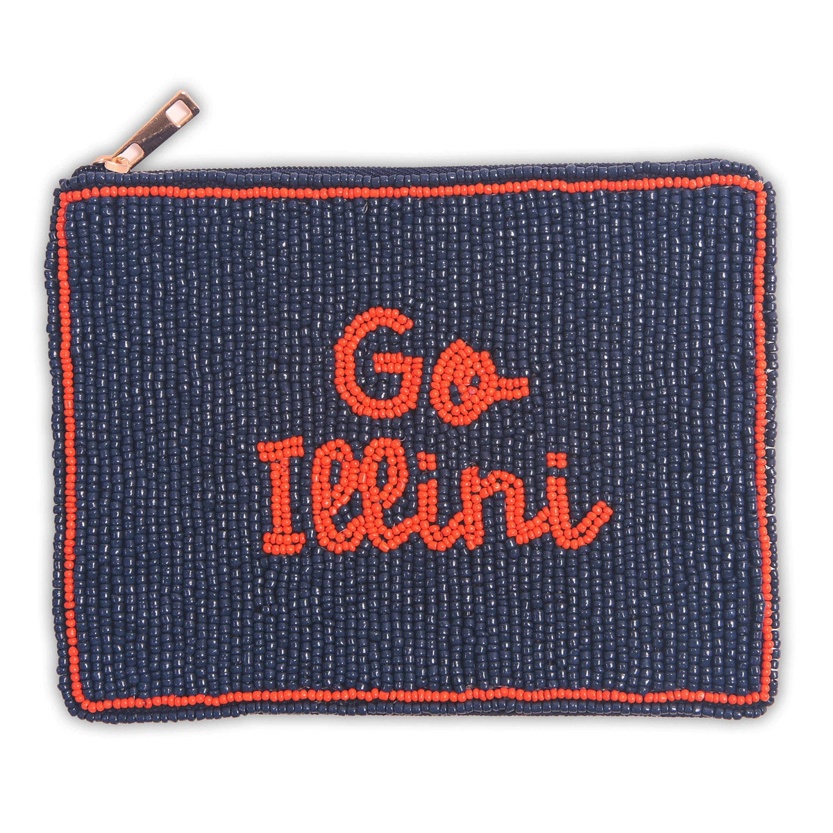 Go Illini University of Illinois Hand Beaded Large Coin Pouch