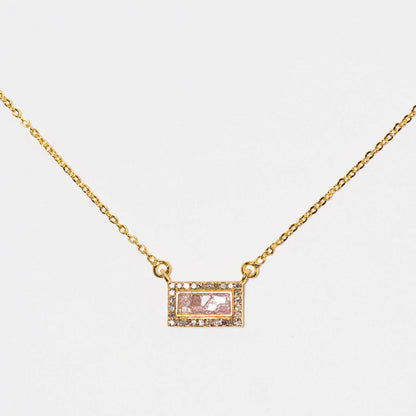 Natural Diamond Slices & Pavé Champagne Diamonds Rectangular 18kt Gold Vermeil Necklace